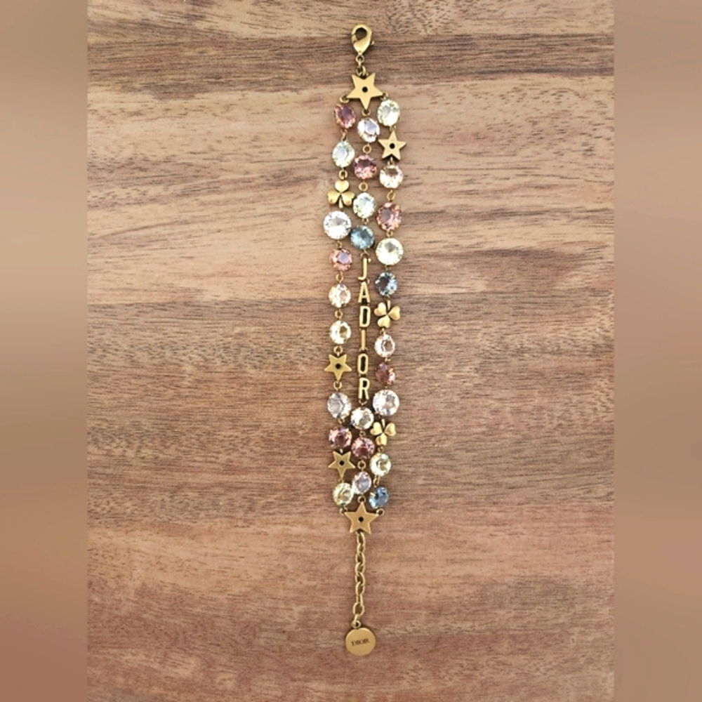 Dior J'adior Gold Crystal Clover Star Bracelet Perfect Condition Quite Rare